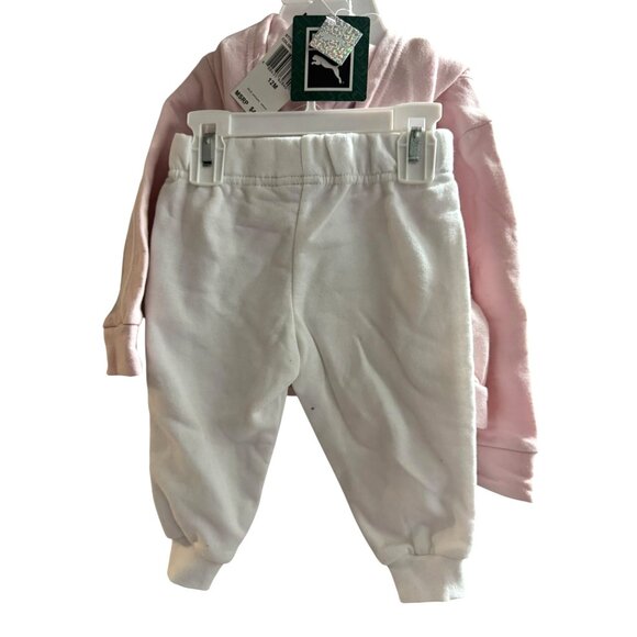 Puma Girls 2-Piece Set Pink Hoodie & White Sweatpants Size 12M Set - Picture 6 of 8